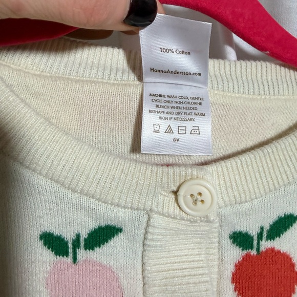 Hanna Andersson Apple Print Knit Cardigan 100% Cotton size 4 - Picture 5 of 5